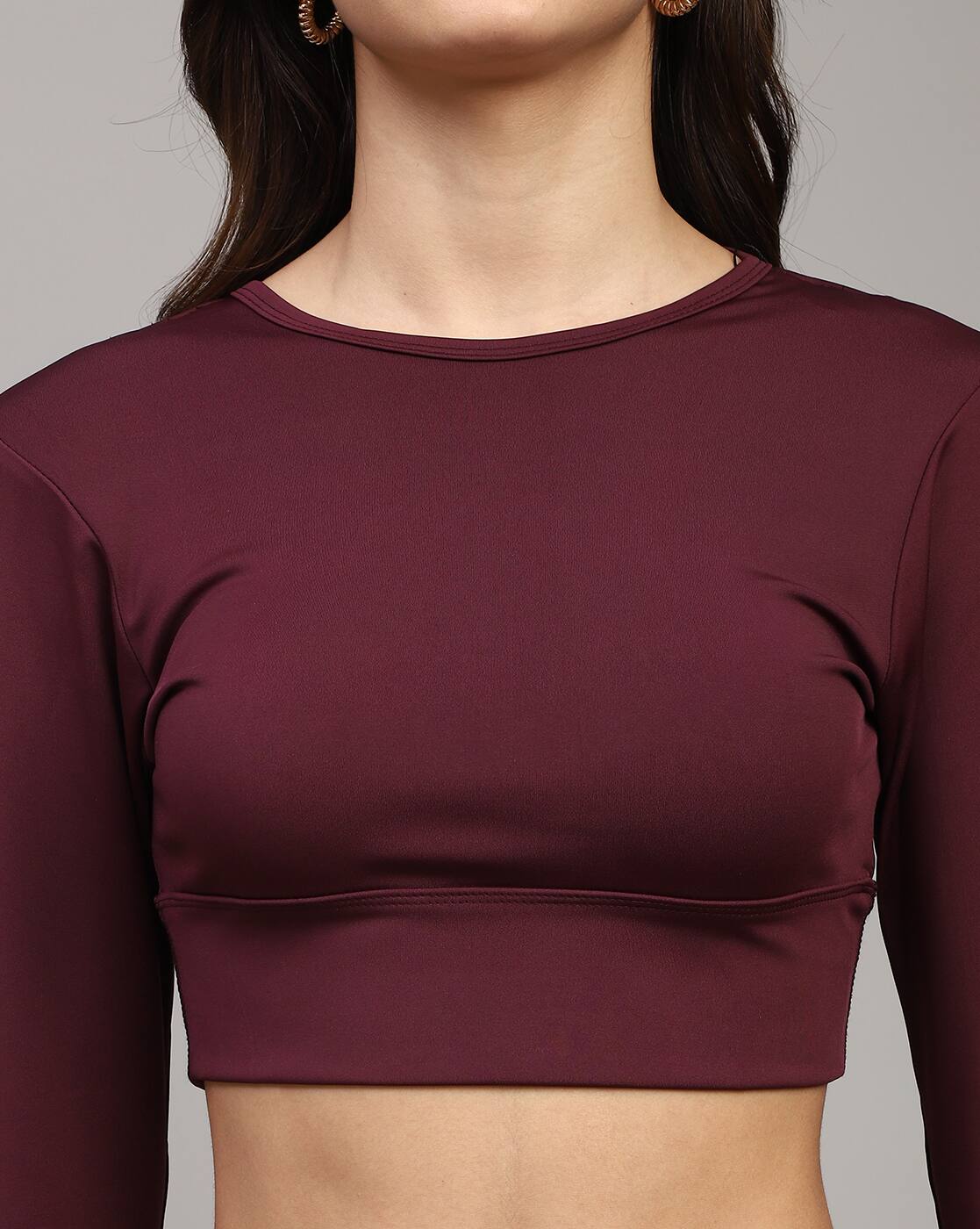 Fitted Full Sleeve Thumbhole Back Lattice Strap Designed Top