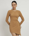 Full Sleeve Cut-Out Waist Tie-Up Bodycon Dress