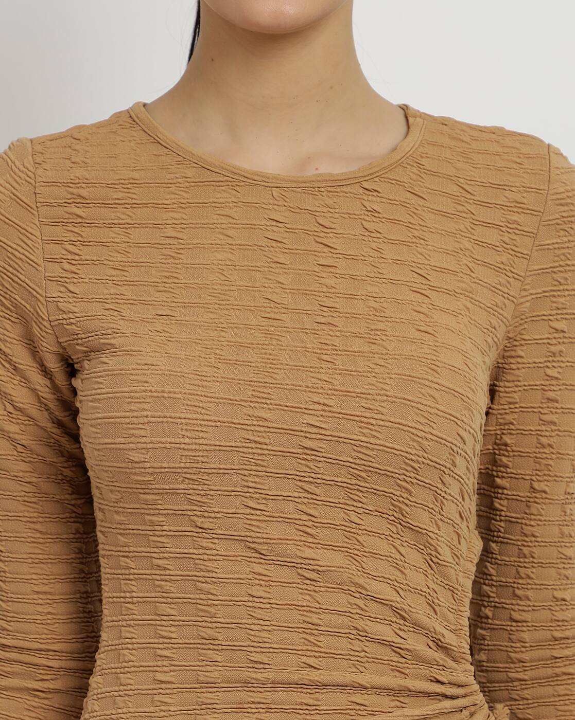 Full Sleeve Cut-Out Waist Tie-Up Bodycon Dress