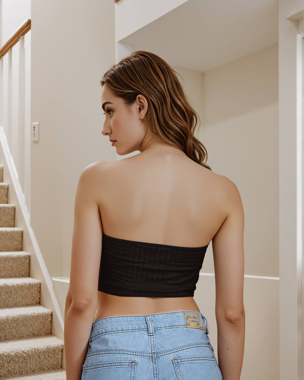 Halter Neck Back Tie-Up Detail Crop Corset Top