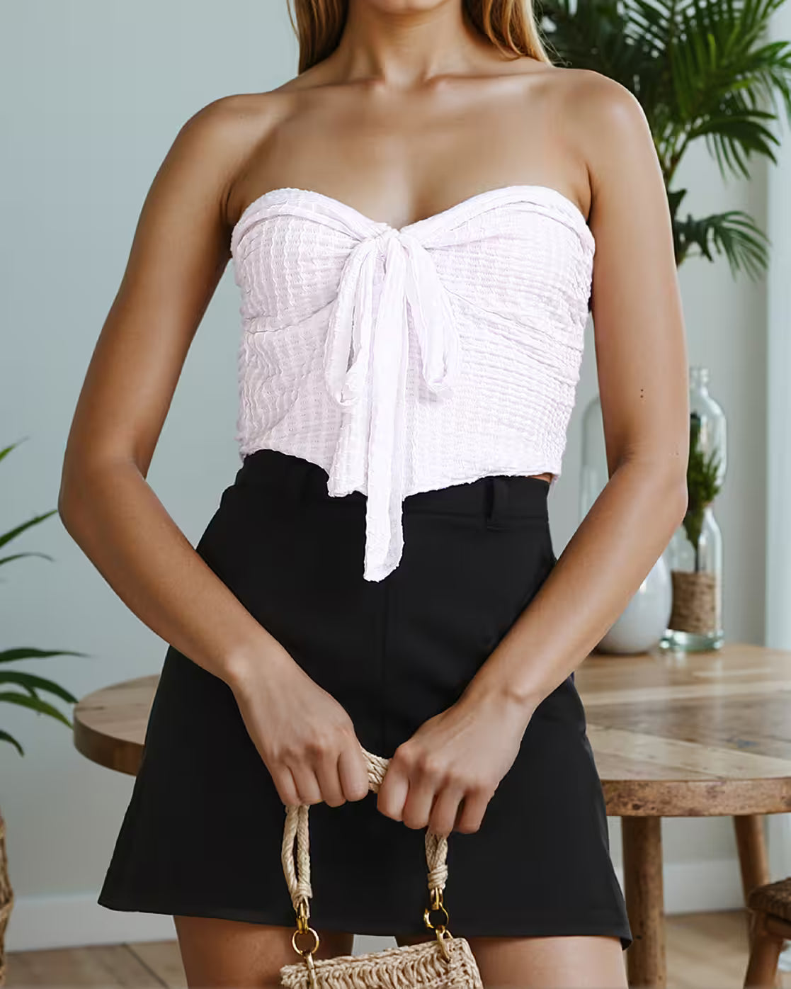 Halter Neck Back Tie-Up Detail Crop Corset Top