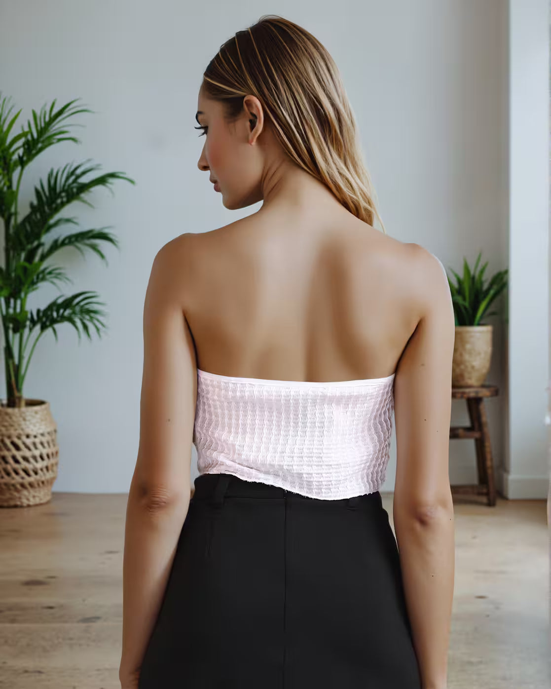 Halter Neck Back Tie-Up Detail Crop Corset Top