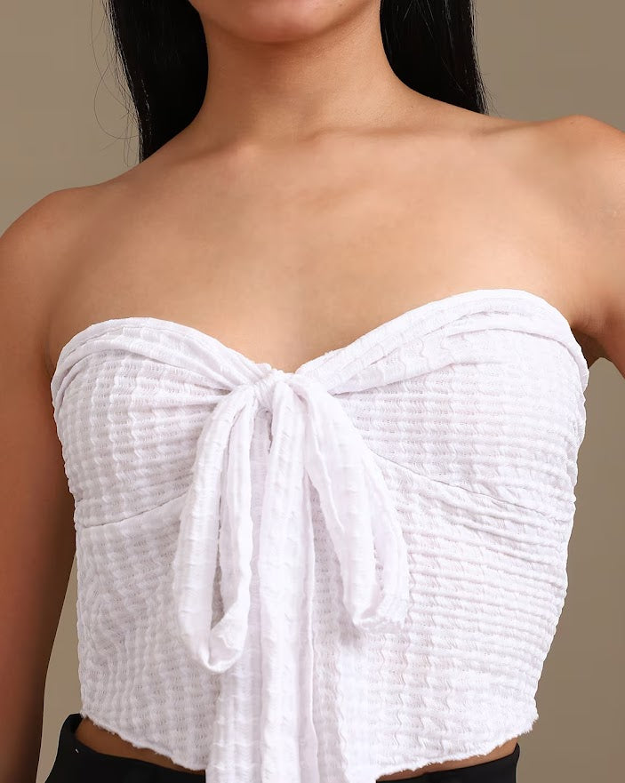 Halter Neck Back Tie-Up Detail Crop Corset Top