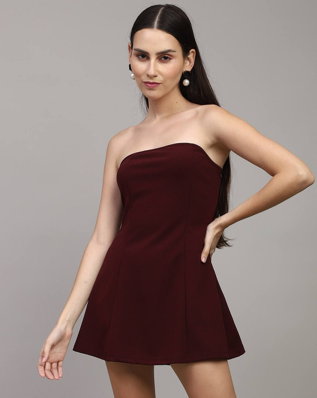 Party Strapless Side Panelled Mini A-Line Dress