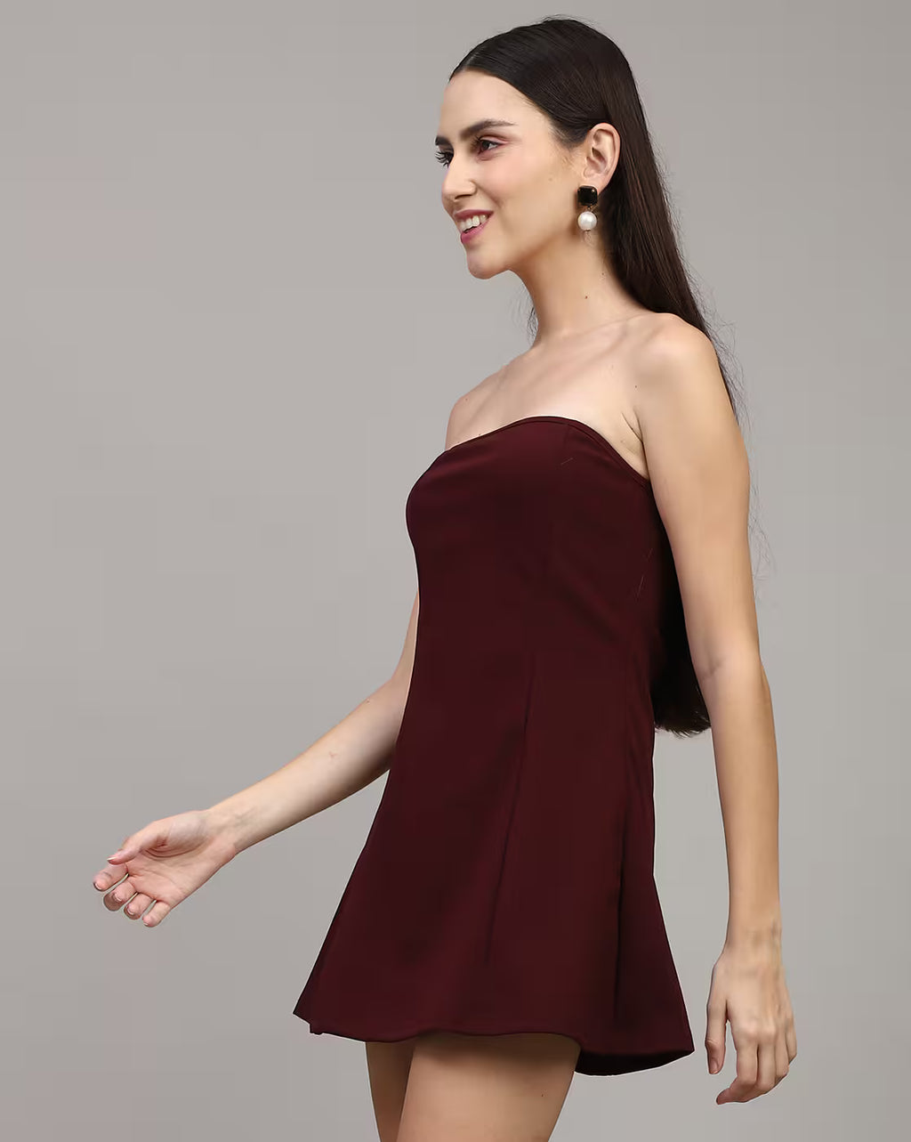 Party Strapless Side Panelled Mini A-Line Dress