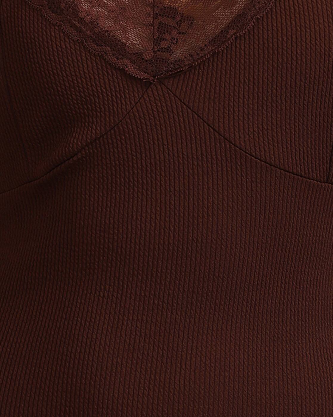 Spaghetti Strap Lace Trim Mini Bodycon Dress