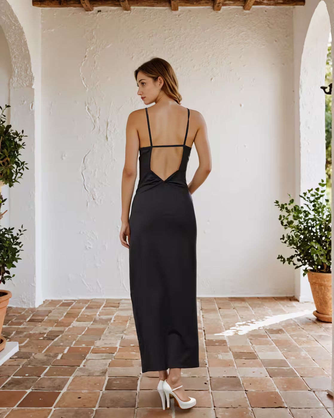 Bold Spaghetti Strap Back Cut-Out Sheath Maxi Dress | XL