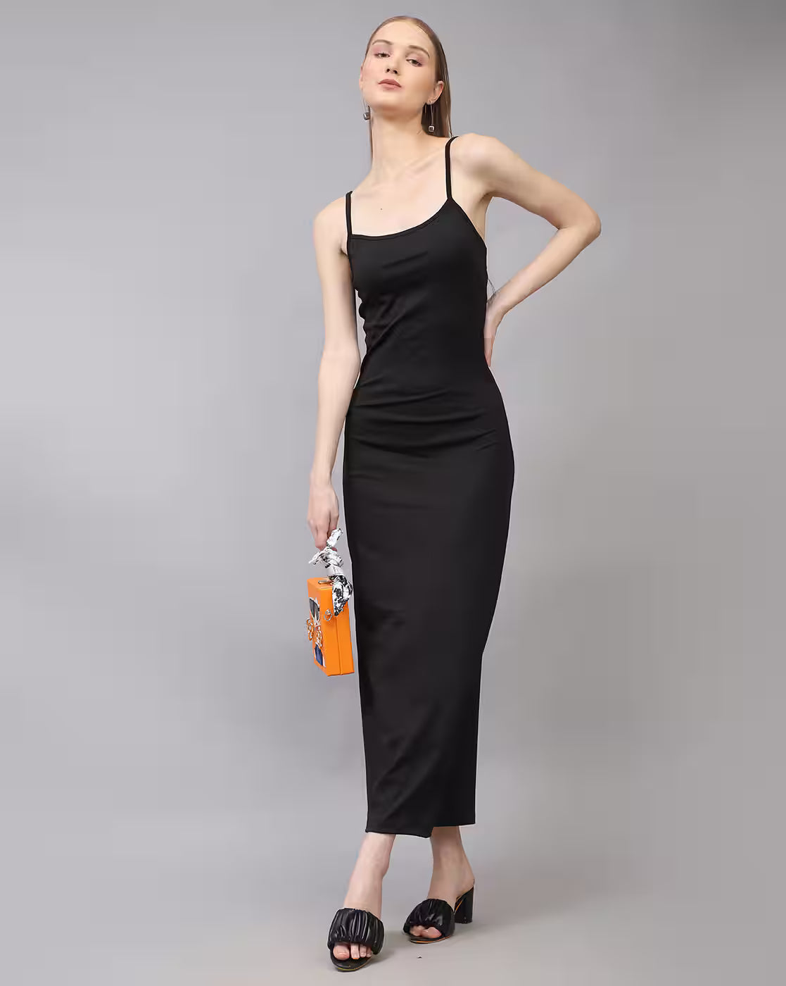 Bold Spaghetti Strap Back Cut-Out Sheath Maxi Dress | XL