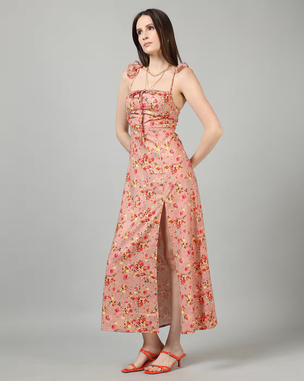 Cute Spaghetti Strap Floral Print Sheath Dress