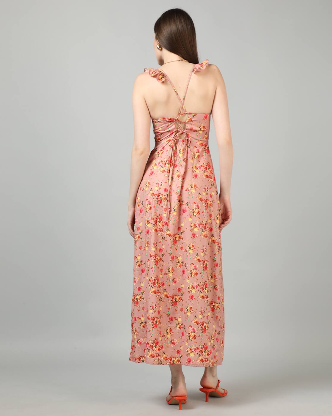 Cute Spaghetti Strap Floral Print Sheath Dress