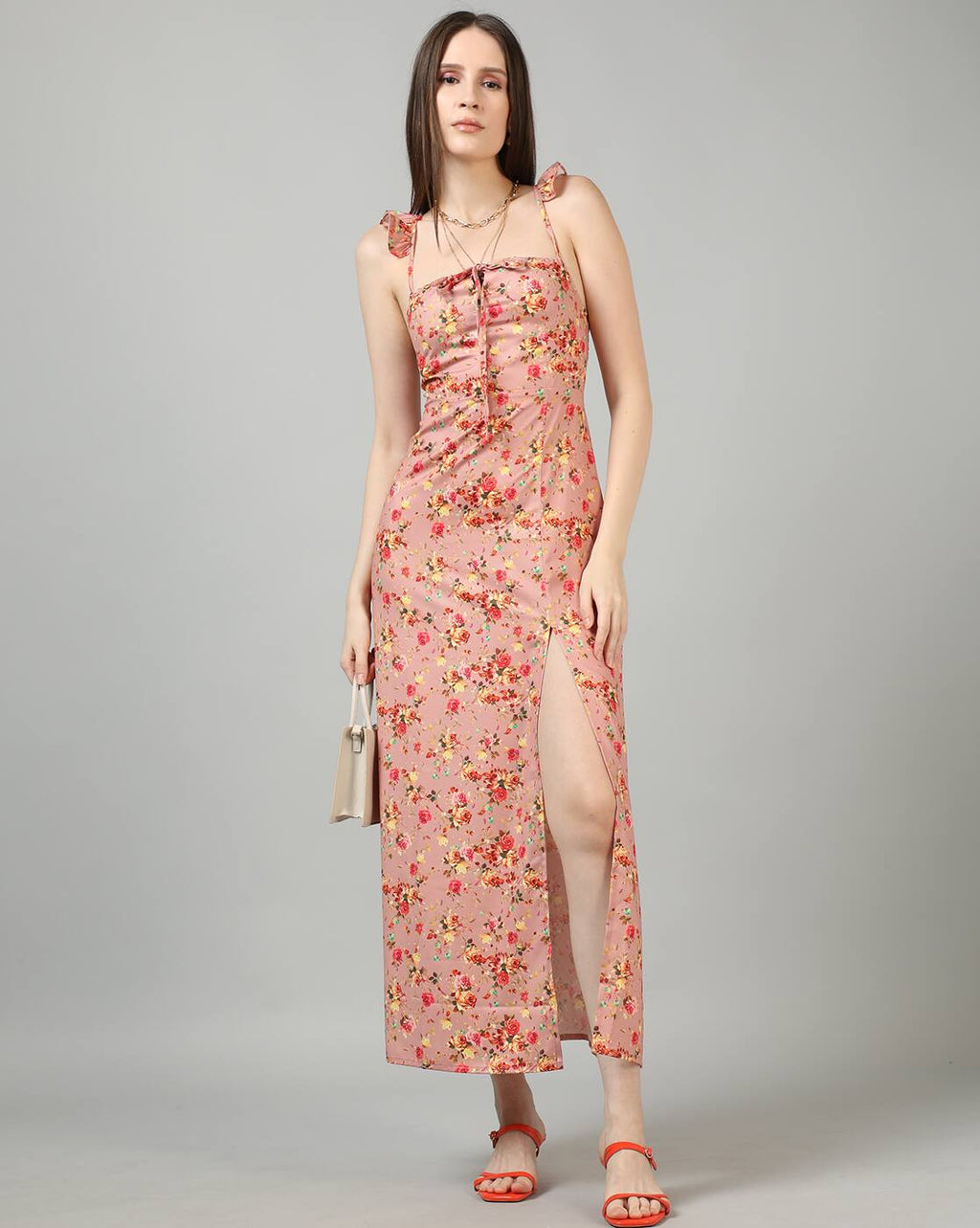 Cute Spaghetti Strap Floral Print Sheath Dress