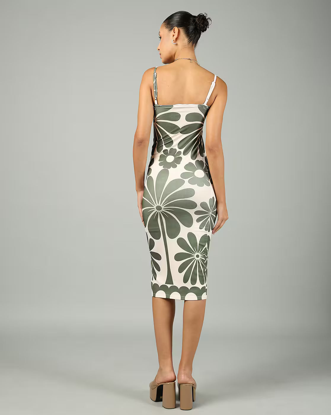 spaghetti strap midi floral dress