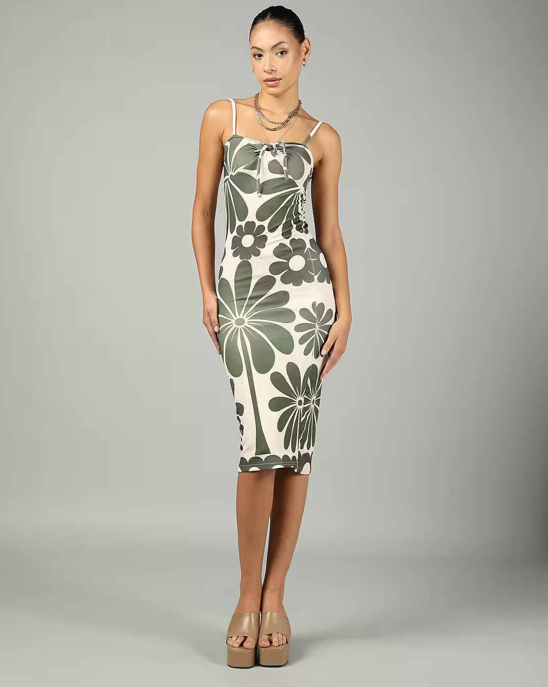 spaghetti strap midi floral dress