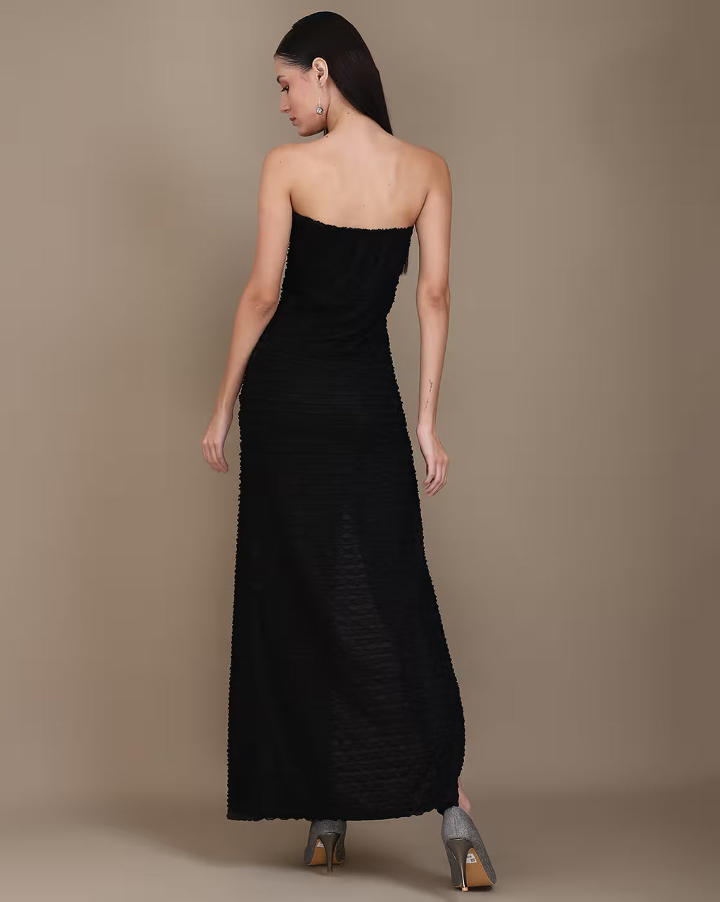 Party Strapless Ring Detail Maxi Sheath Dress