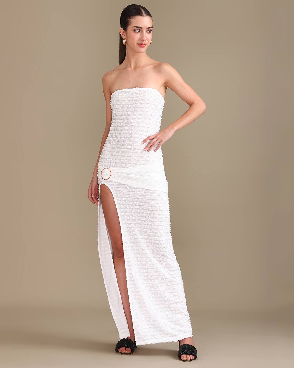 Party Strapless Ring Detail Maxi Sheath Dr