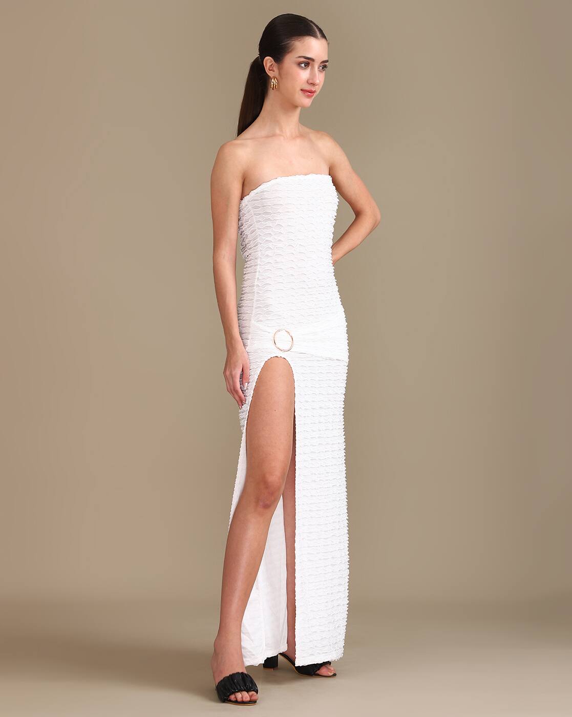 Party Strapless Ring Detail Maxi Sheath Dr