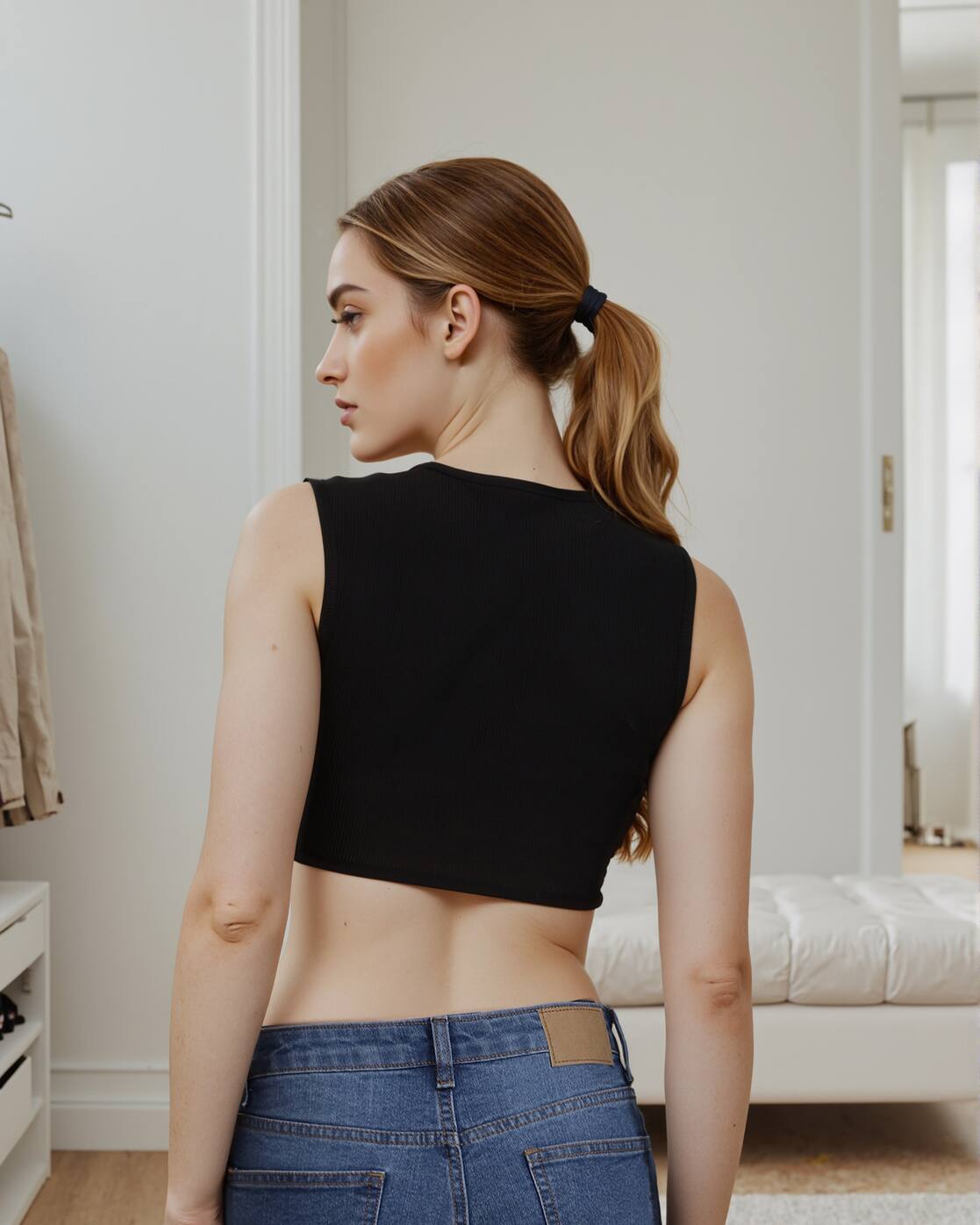 Dressbees Fitted Sleeveless Cut-Out Harness Strap Ribbed Crop Top