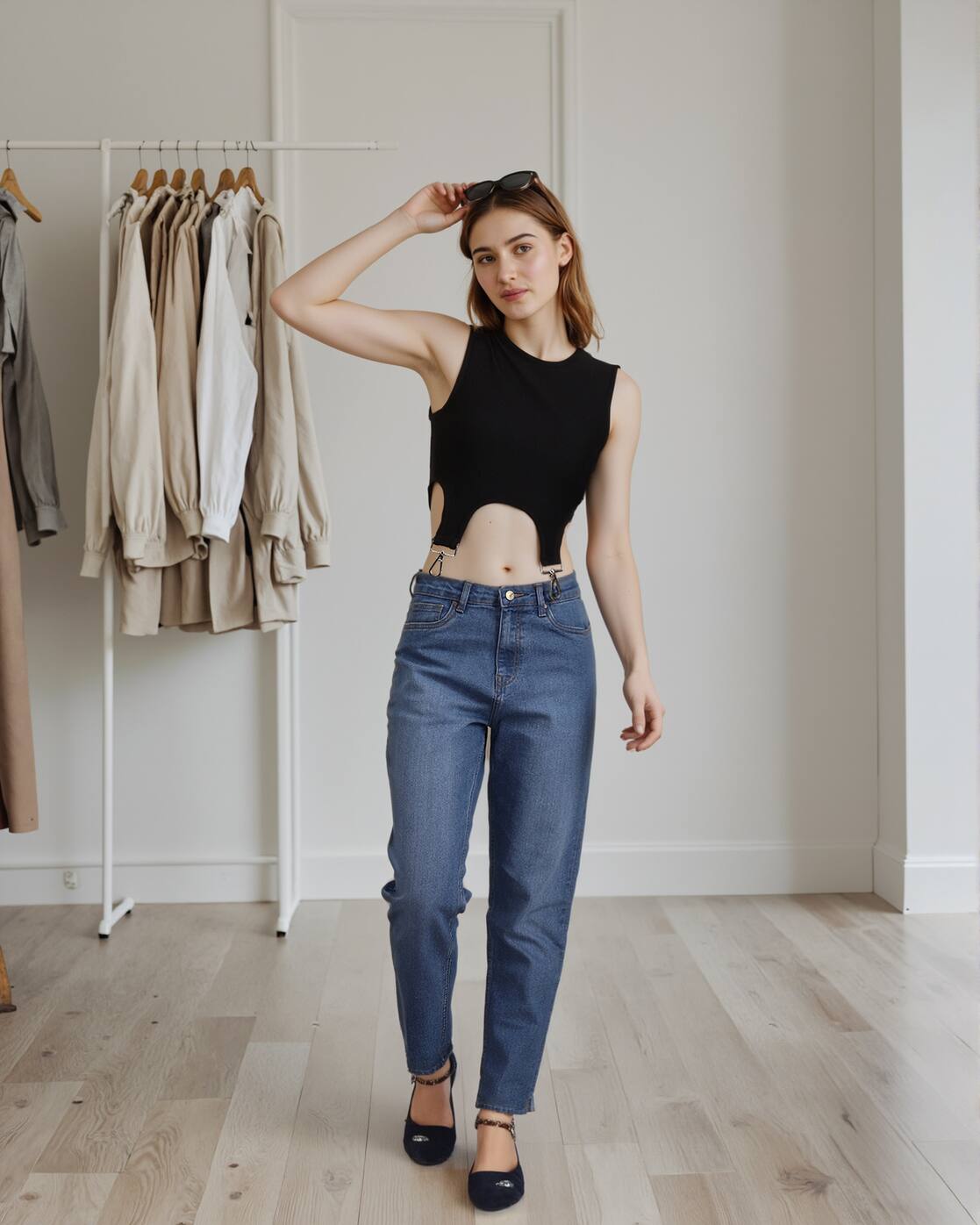 Dressbees Fitted Sleeveless Cut-Out Harness Strap Ribbed Crop Top