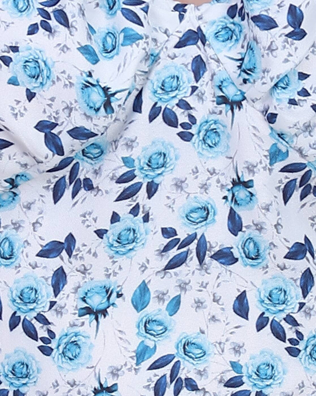 Puff Sleeve Floral Print Top with Tiered Skirt