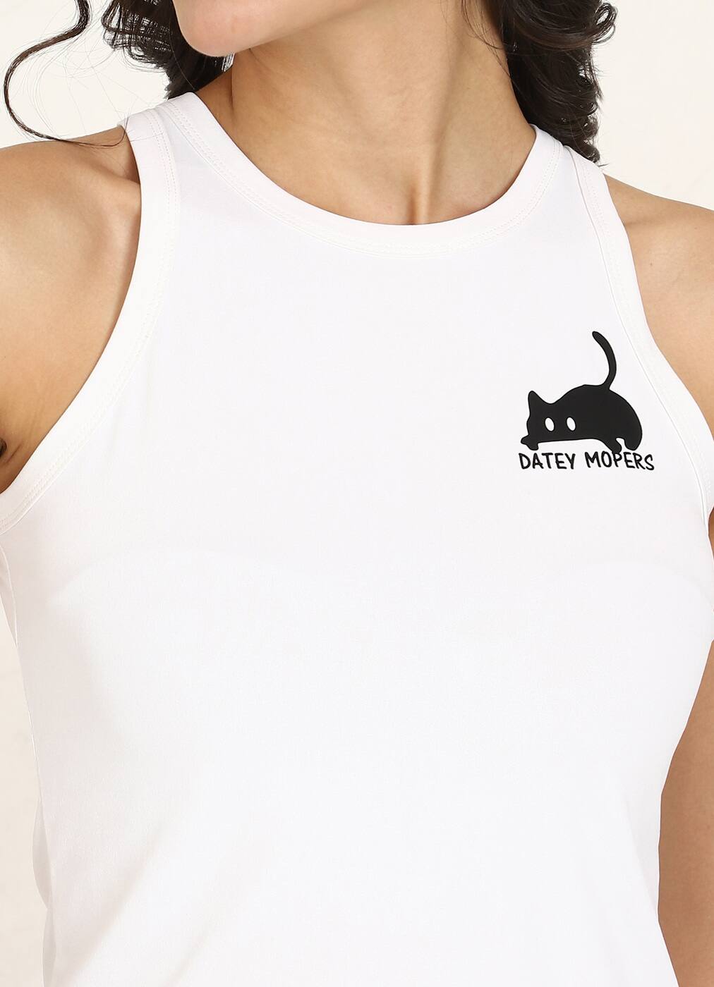 Fitted Sleeveless Graphic Placement Print Short Tank Top |