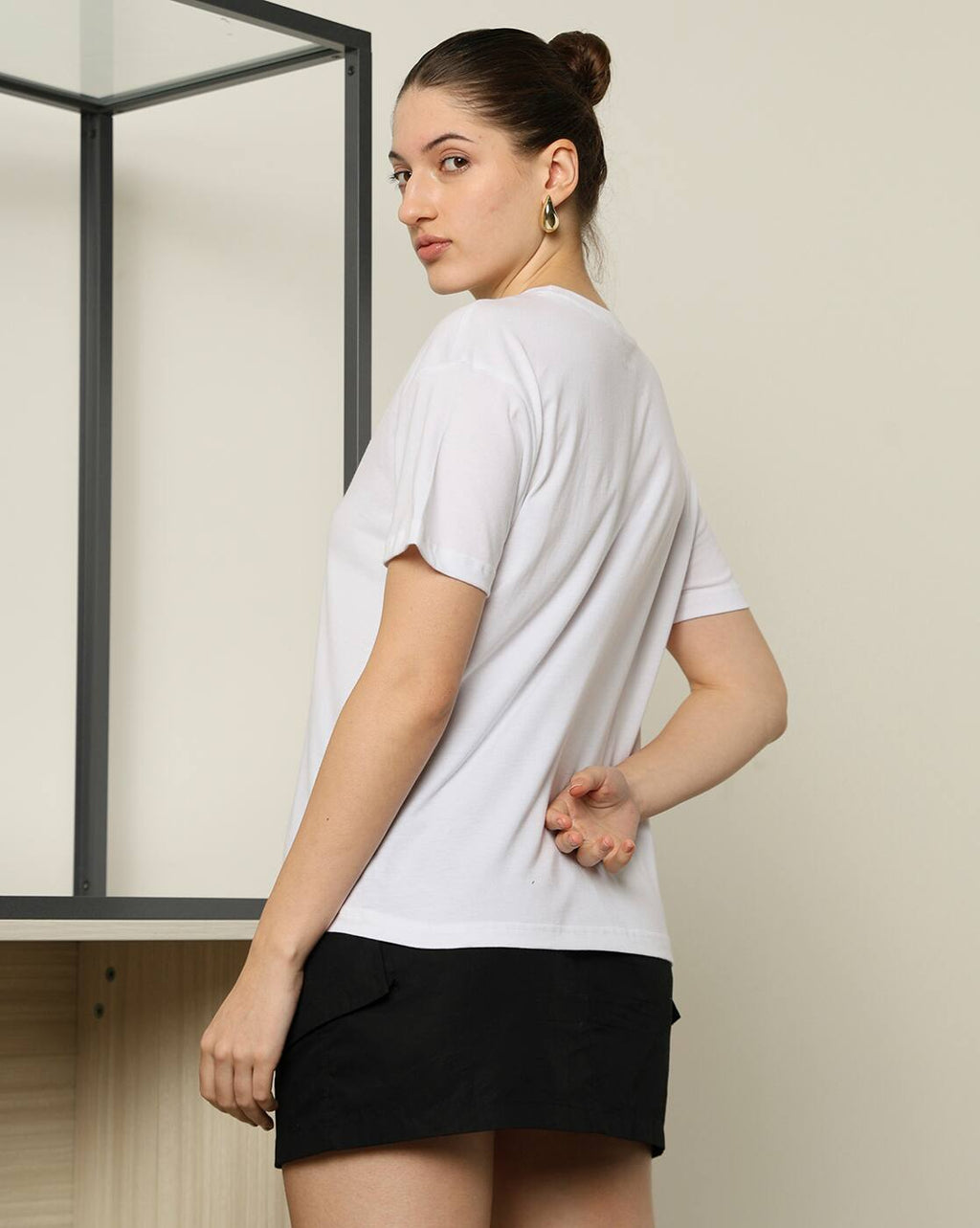 Drop Shoulder Typographic Chest Print Crew Tshirt