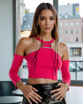 Crop Top with Off-Shoulder Sleeves