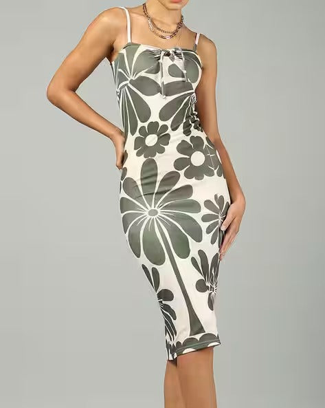 spaghetti strap midi floral dress