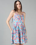 Dressbees Cute Spaghetti Strap Floral Print Fit and Flare Dress